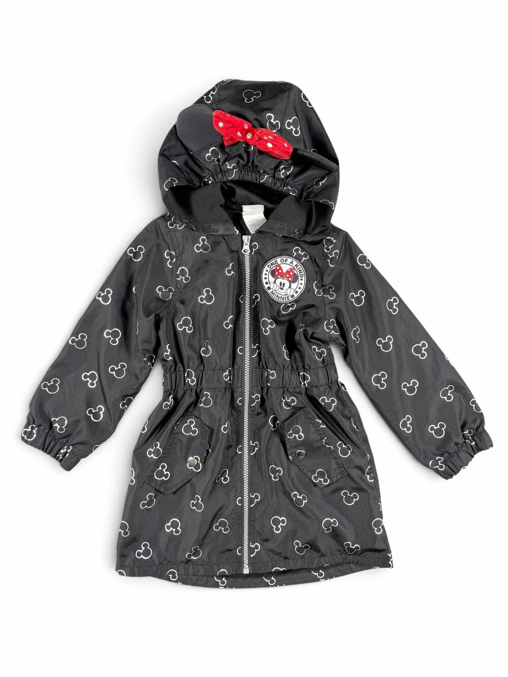 Disney Junior Minnie Girls One of a Kind Hooded Rain Jacket Black 4